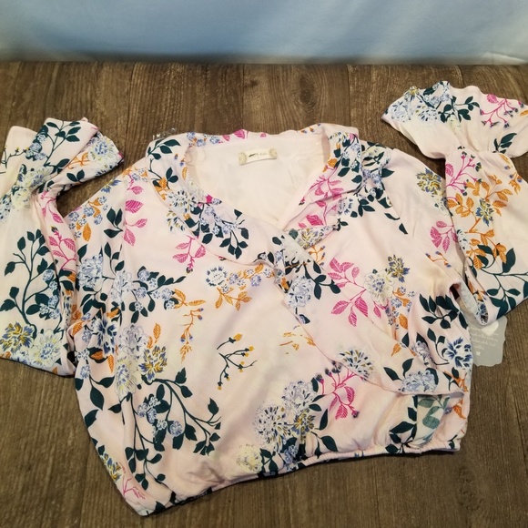 3/$20 Ruffled Cross Over Shirt - Picture 1 of 7